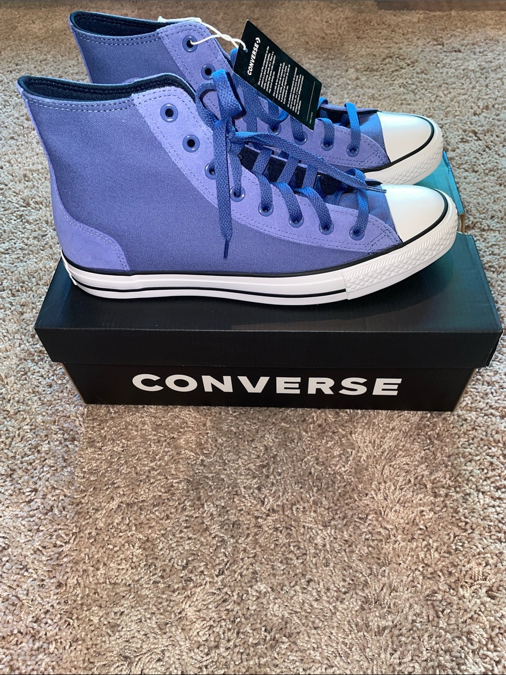 NWT Converse High Top Sneakers - Lavender with Blue Accents size 11.5